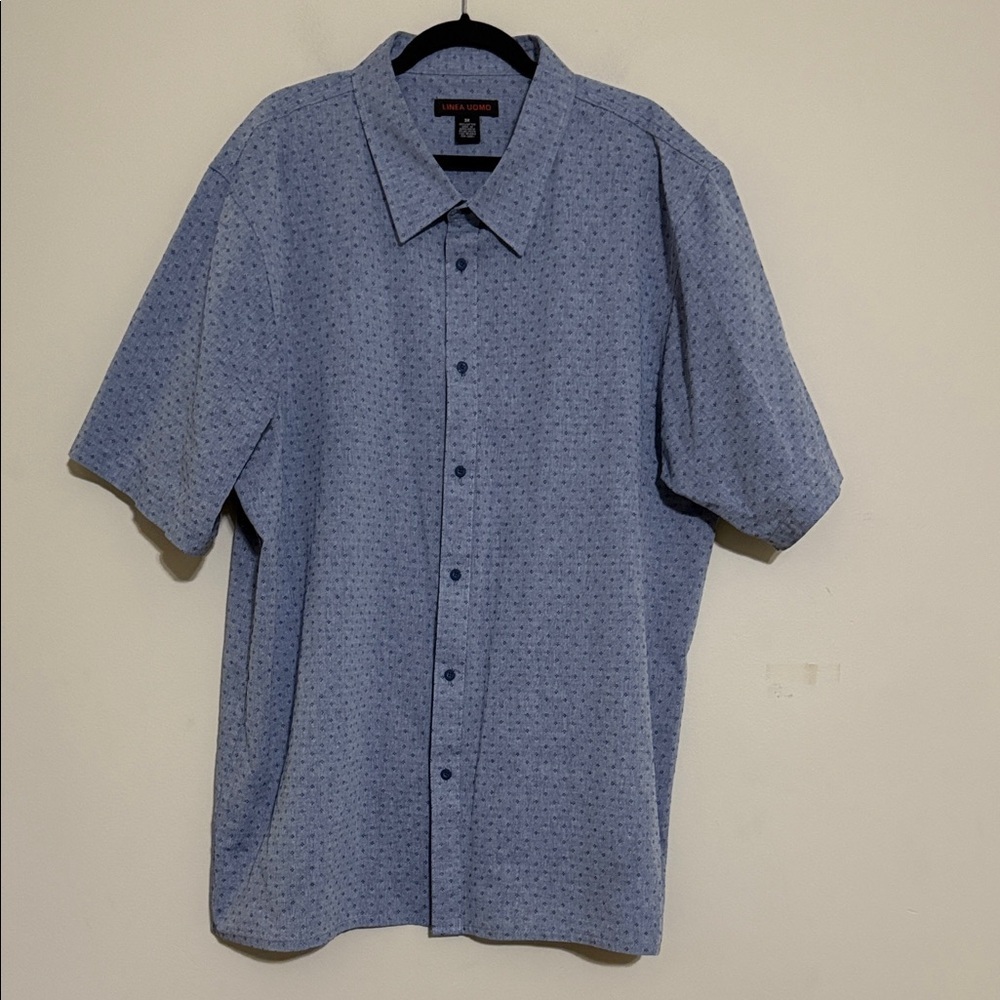 Lineo Uomo Light Blue Casual Button Down Shirt mens 3X denim patterned office